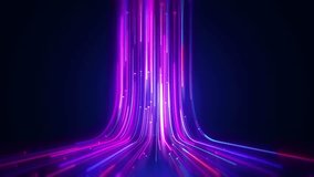 Stream Neon Glowing Information Lines Arrows Video Effects Motion Blurred Abstract Background Loop Technology Template