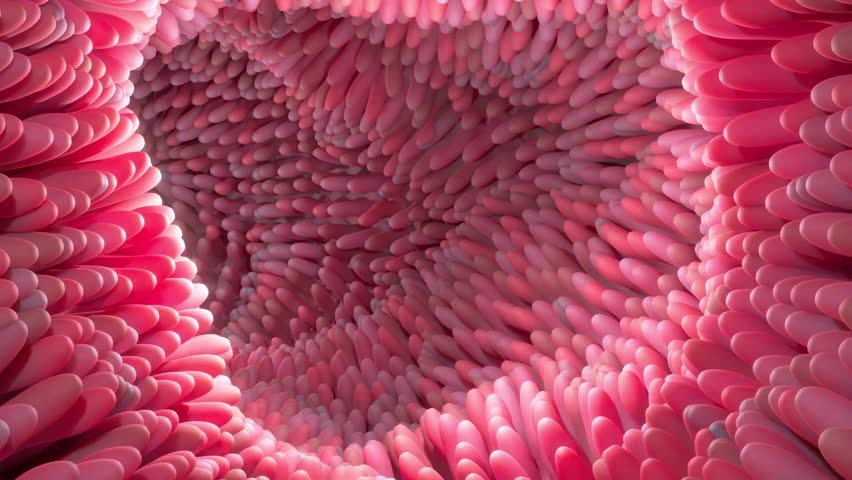 3d animation of Microscopic villi in human small intestine, Intestinal villi Royalty-Free Stock Footage #1108501165