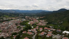 Aerial video clip by drone, above El Retiro city