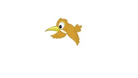 cute cartoon bird flying background and 2d animation, bird, animal, green screen 