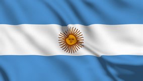 Argentina national flag video. 3D Argentina flag waving seamless loop video animation