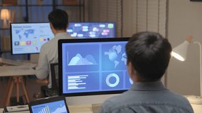 Asia people expert man tech talent night working late on predict sales insight SEO graph chart AI smart plan visual big data science report center BI tools screen. Office worker asian analyst job. - Powered by Shutterstock - Get 15% off with code: PIKWIZARD15