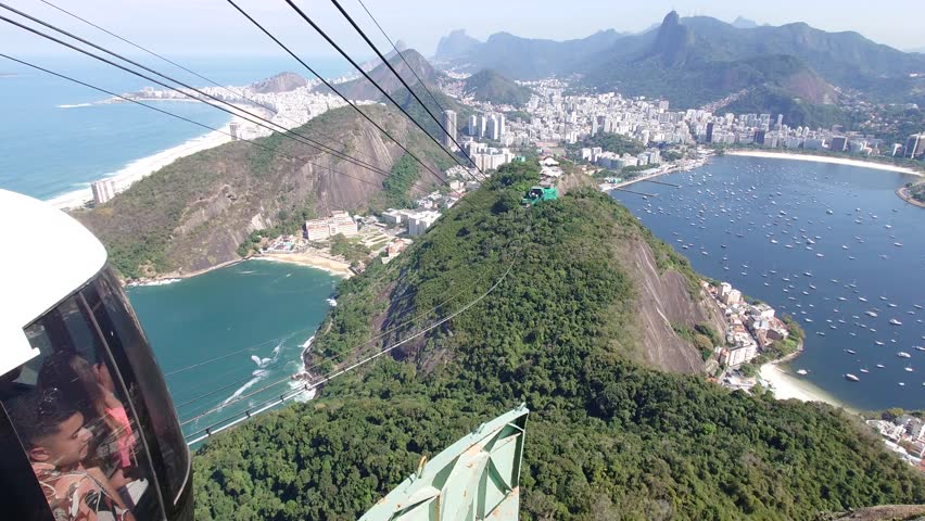 Aerial view Sugar Loaf cable car Rio de Janeiro Brazil Royalty-Free Stock Footage #1108515957