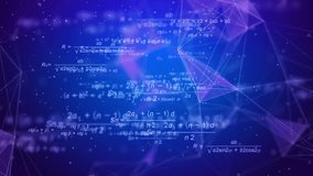 Mathematical calculations, formulas with fractions. Futuristic abstract blue educational background with triangles and plexus lines. Looped animation. - Powered by Shutterstock - Get 15% off with code: PIKWIZARD15