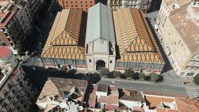 Captivating aerial video of Central Market in Malaga, province of Andalusia, Spain