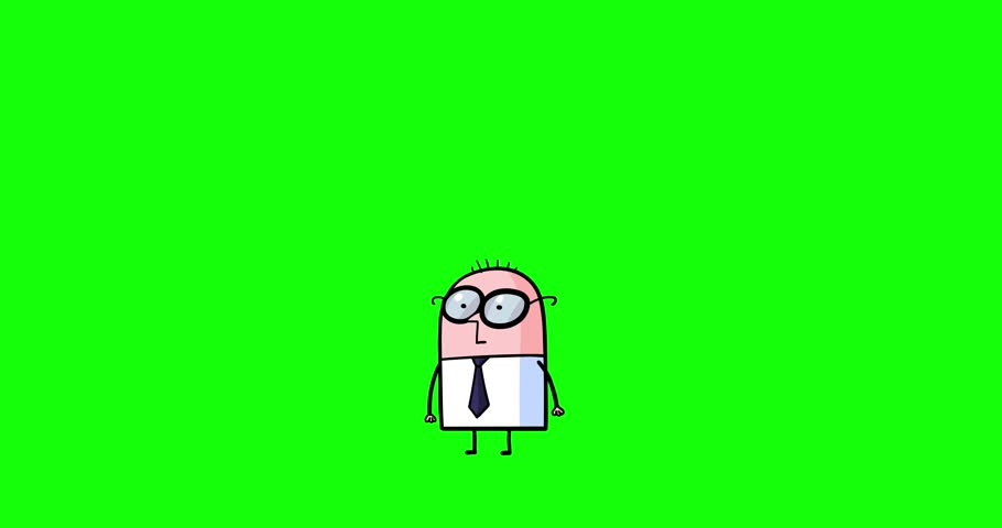 Cartoon businessman transforming to a superhero no sign version. Office employee. He feels the power. He is very proud of himself. Success. Greenbox green screen isolated. Royalty-Free Stock Footage #1108535275