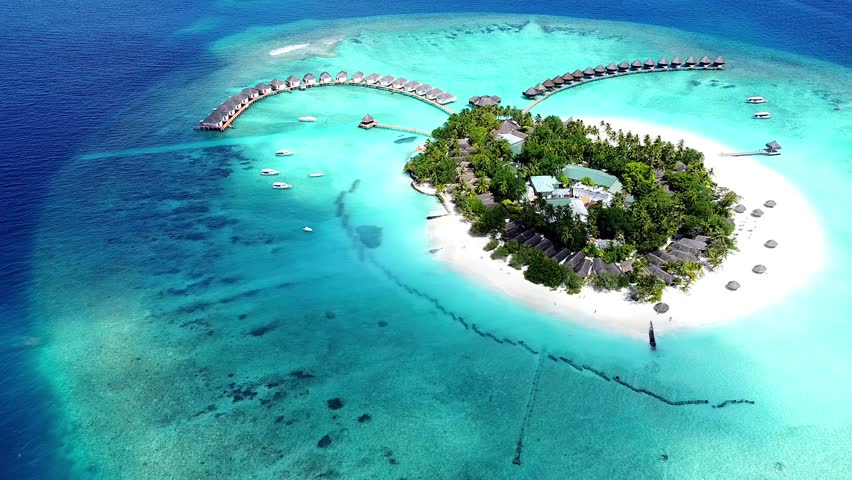 Drone view of a beautiful island in Maldives, Indian Ocean Royalty-Free Stock Footage #1108535719