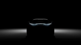 3D Rendered Super car Cinematic Camera angle view in dark background, White sport car headlights blinking in dark with a black background, supercar movie view
