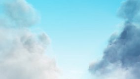 Passing Soft Cloud on Blue Sky Loop. 3D rendering. Passing clouds on blue sky background in a seamless loop.