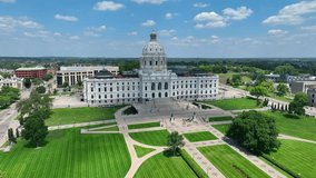 Minnesota capitol building in Saint Paul, MN. Aerial orbit on bright summer day in St. Paul. - Powered by Shutterstock - Get 15% off with code: PIKWIZARD15