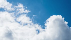 Summer blue sky clouds background. Beauty clear cloudy in sunshine calm bright winter air background. Timelapse video footage 4K.