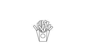 animated video of a black sketch of a French fries shape