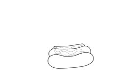 animated video of a black sketch of a hot dog shape