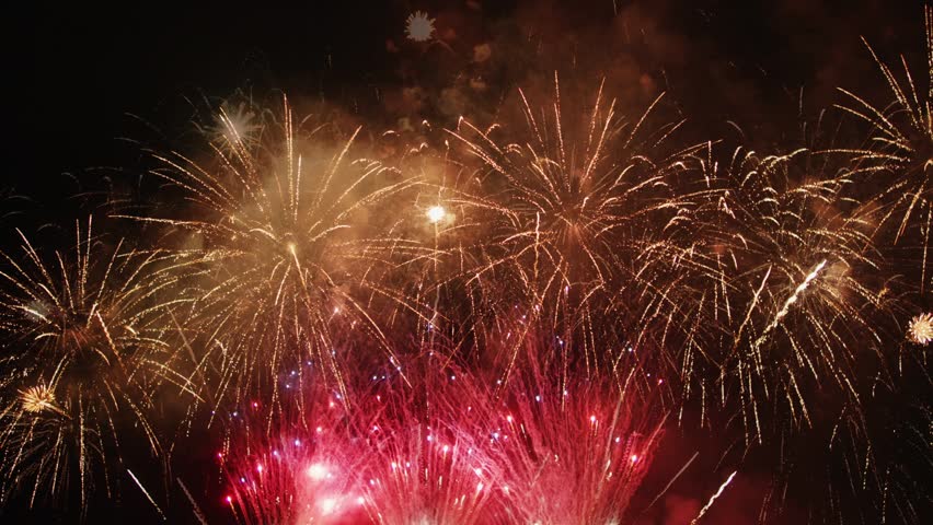 2024 Happy New Year firework celebration background Royalty-Free Stock Footage #1108557163