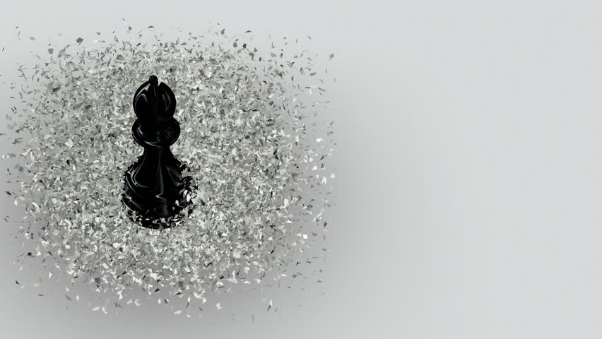 Luxury Background with Black Chess Bishop in White Glass Fragments, Unique Design, 3D Render
