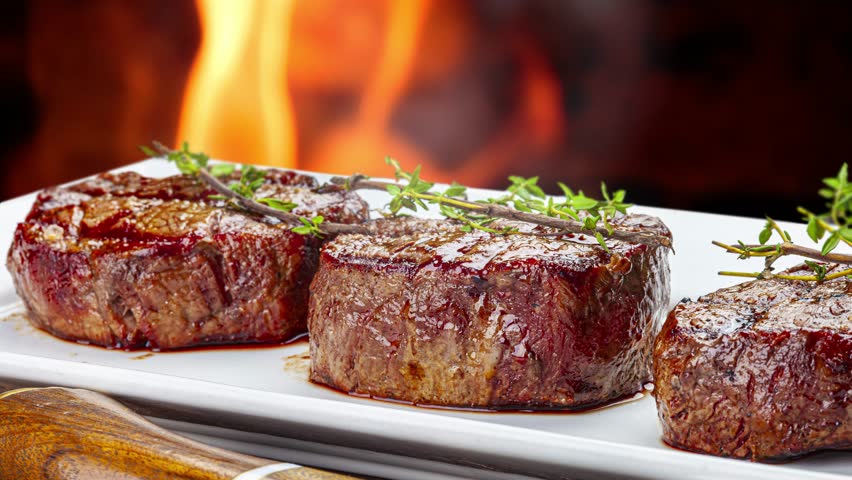 filet mignon steak, BBQ food Royalty-Free Stock Footage #1108562785