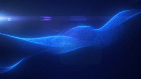 Blue glowing magic waves from energy particles abstract background
