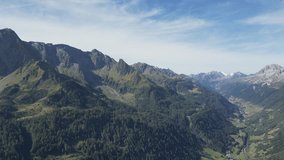 A drone video shot of the mountainous terrains in the Swiss Alps.