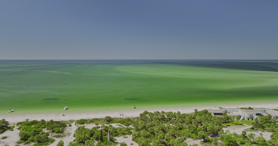 Fort De Soto Park Florida Aerial v7 flyover Egmont Key National Wildlife Refuge capturing long stretch of sandy beach on secluded island and pristine sea view - Shot with Mavic 3 Cine - September 2022