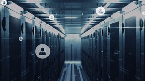 Animation of profile icons over bars on data server racks in server room. Digital composite, multiple exposure, business, data center, networking, technology and network server concept. - Powered by Shutterstock - Get 15% off with code: PIKWIZARD15