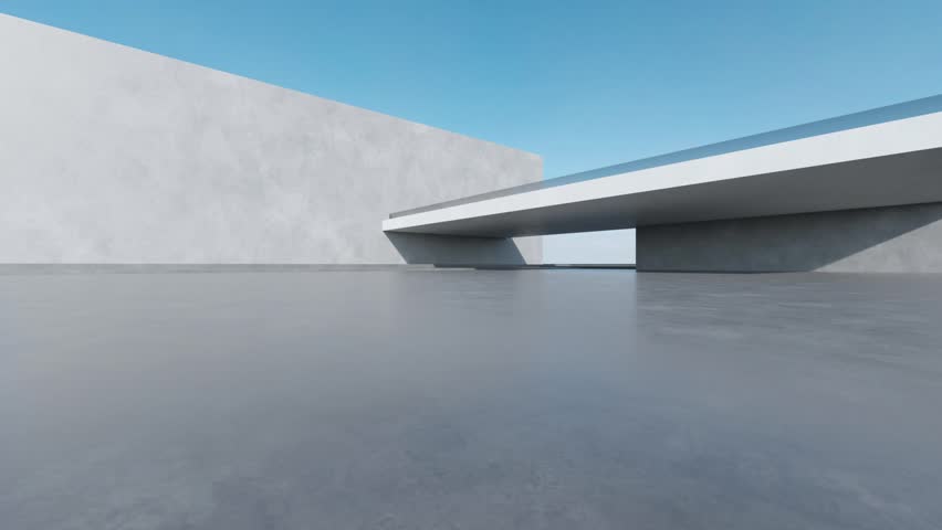3d render of modern architecture with empty concrete wall and floor, car presentation background. Royalty-Free Stock Footage #1108579273