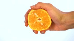 Orange Juice Squeezing With Hand Stock Footage