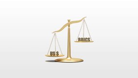 US dollar and BRICS sign  on a scale, 3D Animated 4K UHD - Powered by Shutterstock - Get 15% off with code: PIKWIZARD15
