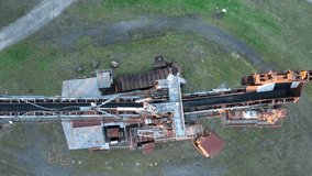 drone shot of an excavator in carmaux, near the old coal mine