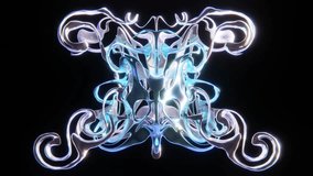 Abstract butterfly sculpted mask background. Chrometype metallic mirrored texture. Curves and wavy shapes. Fantasy Y2K style wallpaper. Seamless loop animation. 3D 4K 30 fps video - Powered by Shutterstock - Get 15% off with code: PIKWIZARD15