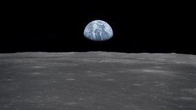 View on Earth from the Moon Surface. Flying over the Moon Limb, with Earth on the Horizon. Animation made with NASA imagery. - Powered by Shutterstock - Get 15% off with code: PIKWIZARD15