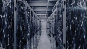 Animation of profile icons over connected dots and lens flares on data server racks in server room. Digital composite, business, communication, data center, networking, technology and network server. - Powered by Shutterstock - Get 15% off with code: PIKWIZARD15