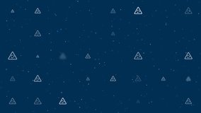 Template animation of evenly spaced roundabout signs of different sizes and opacity. Animation of transparency and size. Seamless looped 4k animation on dark blue background with stars