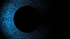 Futuristic minimal tech blue halftones dotted circles abstract background. Seamless looping geometric motion design. Video animation Ultra HD 4K 3840x2160