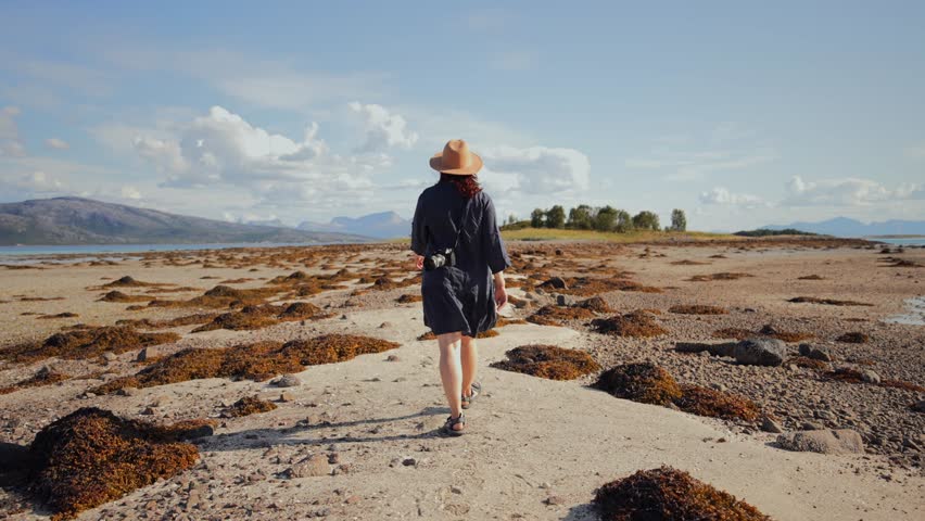 Relaxing Outdoors - Girl Photographer Capturing Desert Beauty in Slow Motion