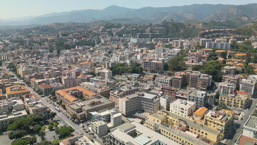 High Aerial View Above Messina, Italy