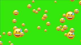 Awkward emoji. Embarrassed laughing emoticon, yellow face with sweat drop. Social media icons symbol animation with green screen background. - Powered by Shutterstock - Get 15% off with code: PIKWIZARD15
