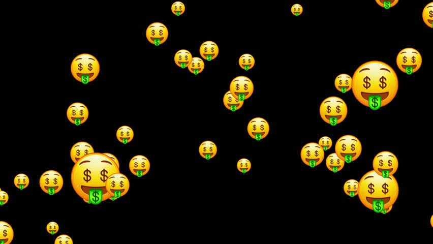 Dollar eyes emoji. Money face emoticon with green tongue. Yellow face emoji. Animated falling emojis. Social media icons symbol animation with green screen background. - Powered by Shutterstock - Get 15% off with code: PIKWIZARD15