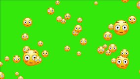 Flushed emoji looks away. Embarrassed emoticon. Animated falling emojis. Social media icons symbol animation with green screen background. - Powered by Shutterstock - Get 15% off with code: PIKWIZARD15