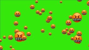 Angry swearing emoji. Emoticon with swear words censored by grawlix symbols. Angry red face. Animated falling emojis. Social media icons symbol animation with green screen background. - Powered by Shutterstock - Get 15% off with code: PIKWIZARD15