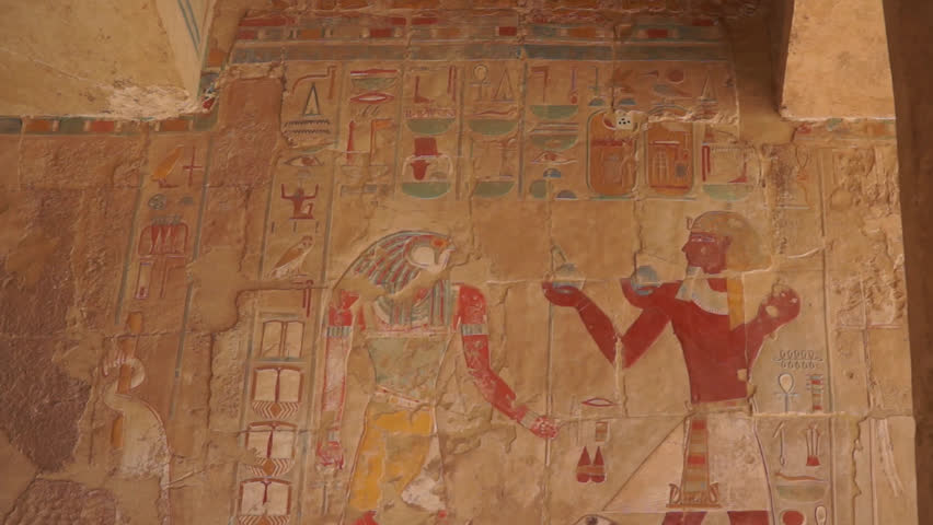 Frescoes in Temple Of Hatshepsut in Egypt, Africa
