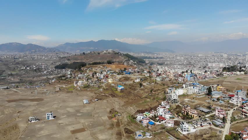 Aerial view of Kathmandu, Nepal showcasing urban landscape.