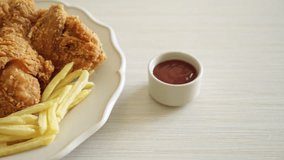 Delicious fried chicken on the table for a family meal