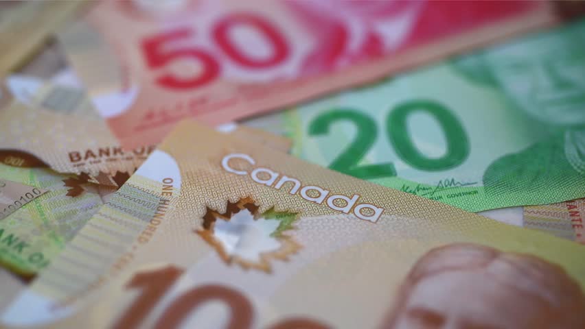Close up and Dolly Slider Shots of many Canadian dollar bills or banknotes	 Royalty-Free Stock Footage #1108640439