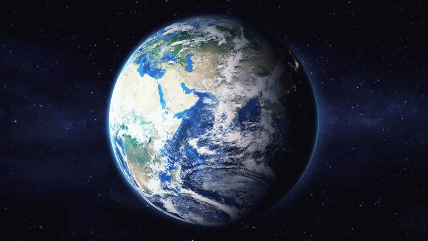 Earth zoom in from space to Dese, Ethiopia. Followed by zoom out through clouds and atmosphere into space. Satellite map top down panoramic view. Travel intro