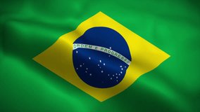 Brazil flag waving animation, perfect looping, 4K video background, official colors