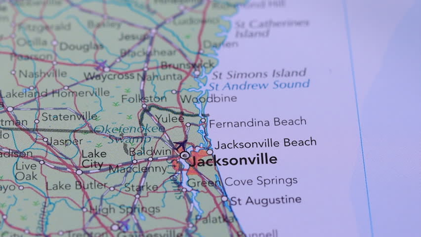 Jacksonville, Florida, United States pinned on map. Royalty-Free Stock Footage #1108644055