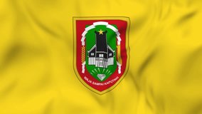 Waving flag of South Kalimantan province in Indonesia. 3d animation in 4k resolution video.