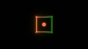 Seamless loop rotating wireframe cube with sphere inside on black background, disco or nightclub decoration. Neon lights gradient. Green and orange colors - Powered by Shutterstock - Get 15% off with code: PIKWIZARD15