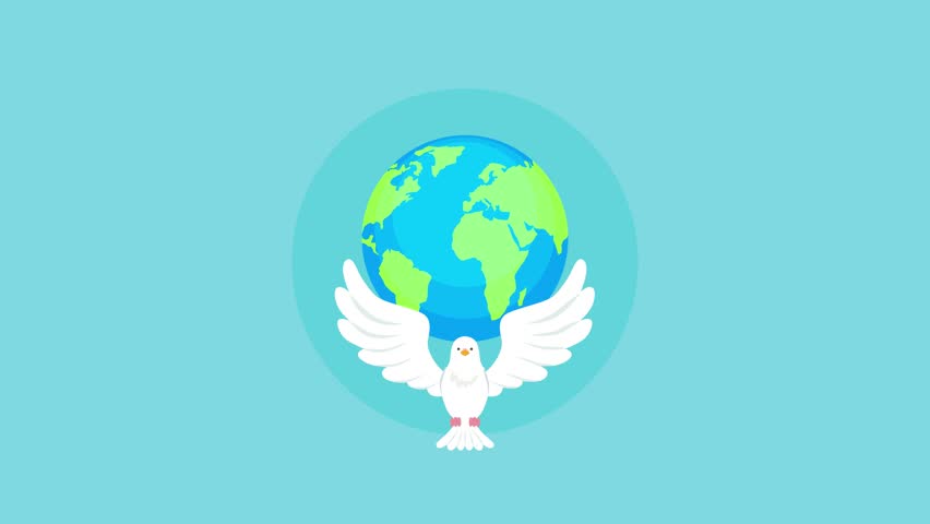 international peace day 4k motion poster bird animation Royalty-Free Stock Footage #1108661563