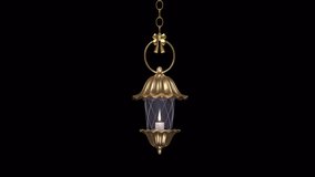 Fantasy Lamp - Candle Lantern -  Gold and Glass - Spinning Loop
 - Light element for your fantasy, holiday and fairy tale projects